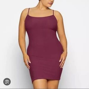 Skims Soft Lounge Ribbed Slip Dress - Wine/Burgundy